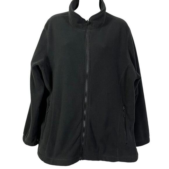 Lands End Womens Black Fleece Cozy Full Zip Mock Neck Jacket Nylon sz 16W - 18W - Picture 1 of 16